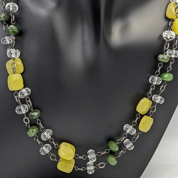 35" Long Necklace Silpada Sterling Silver Olive Green Nephrite Crystal Retired - Picture 4 of 9